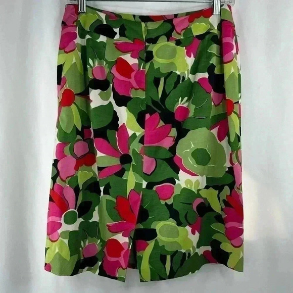 Talbots Stretch Silk/Cotton Blend Skirt Floral Colorful Print Knee Length Size 8 - Picture 2 of 11